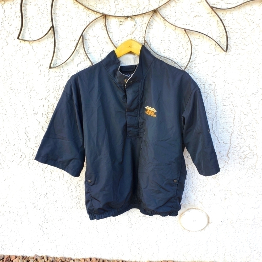 FootJoy DryJoys Mens Navy Blue Short Sleeve Golf Windshirt Desert Mountain Sz M